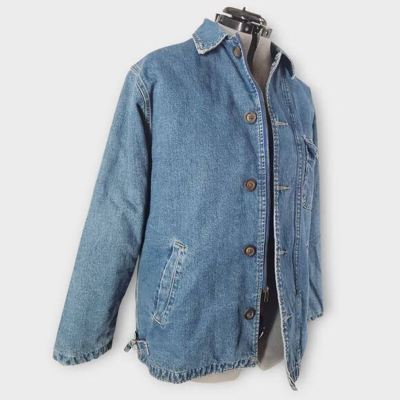 Gap Blue Jeans Chore Jacket Men's S Denim Zip/Button Closure Lined W/Pockets - Picture 4 of 8